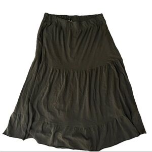 Toad & Co Tiered Cotton Grey Maxi Skirt XL Womens With Pockets